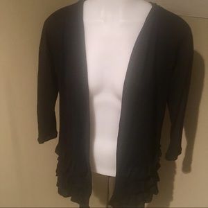Poof Women’s Black Ruffle Hem Cardigan